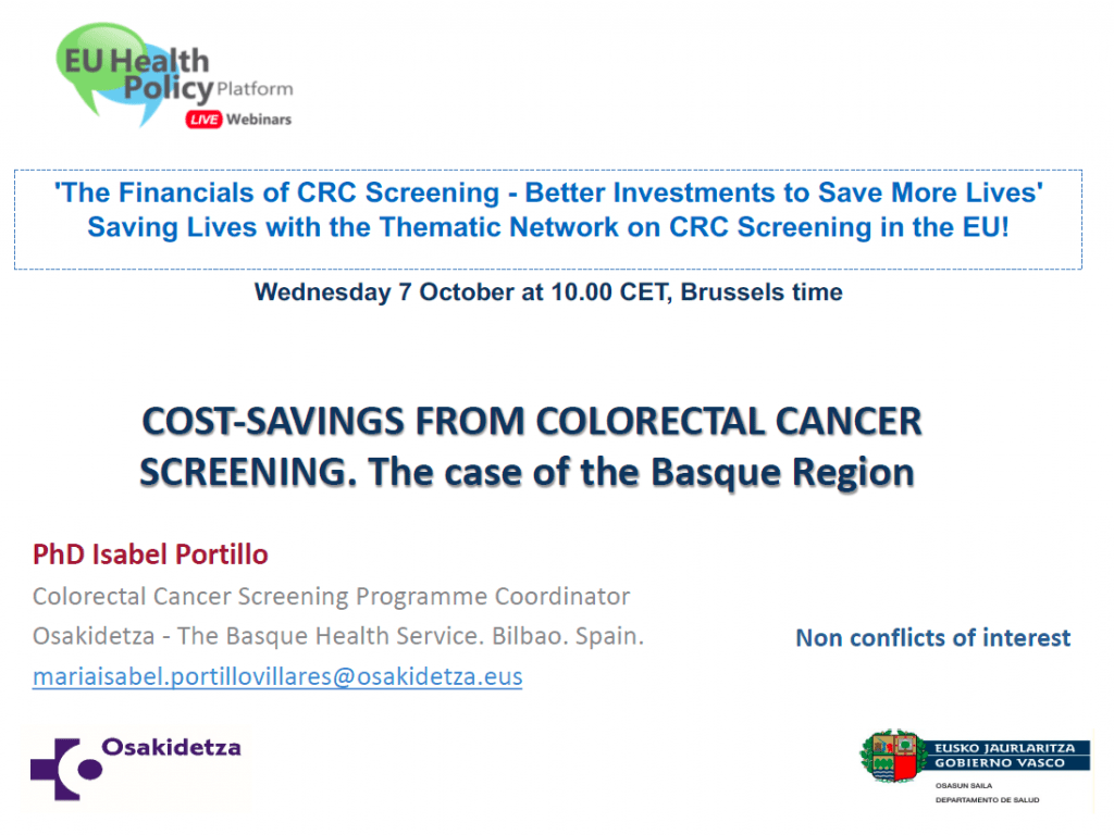 COST-SAVINGS FROM COLORECTAL CANCER SCREENING. The case of the Basque Region