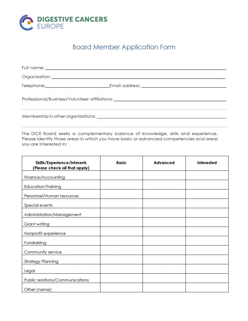 DiCE Board Application Form